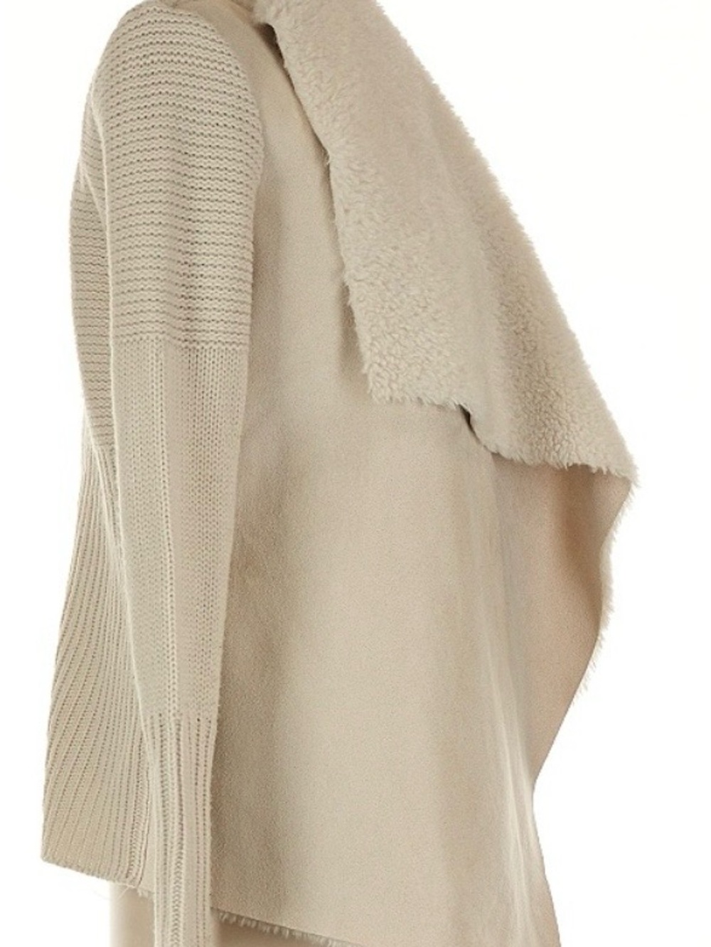 Bagatelle Cream Sherpa Drape Front Jacket View 3